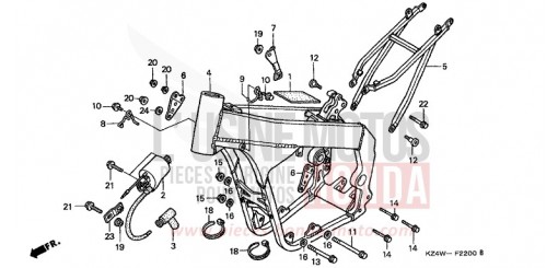 CARROSSERIE DE CHASSIS/ BOBINE D'ALLUMAGE CR125RX de 1999